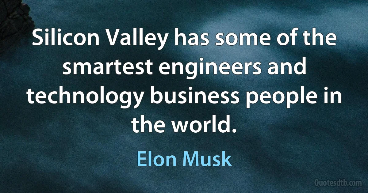 Silicon Valley has some of the smartest engineers and technology business people in the world. (Elon Musk)