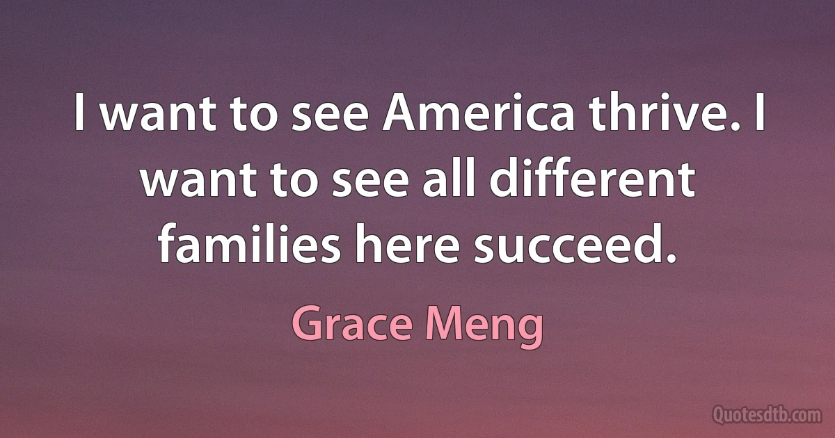 I want to see America thrive. I want to see all different families here succeed. (Grace Meng)