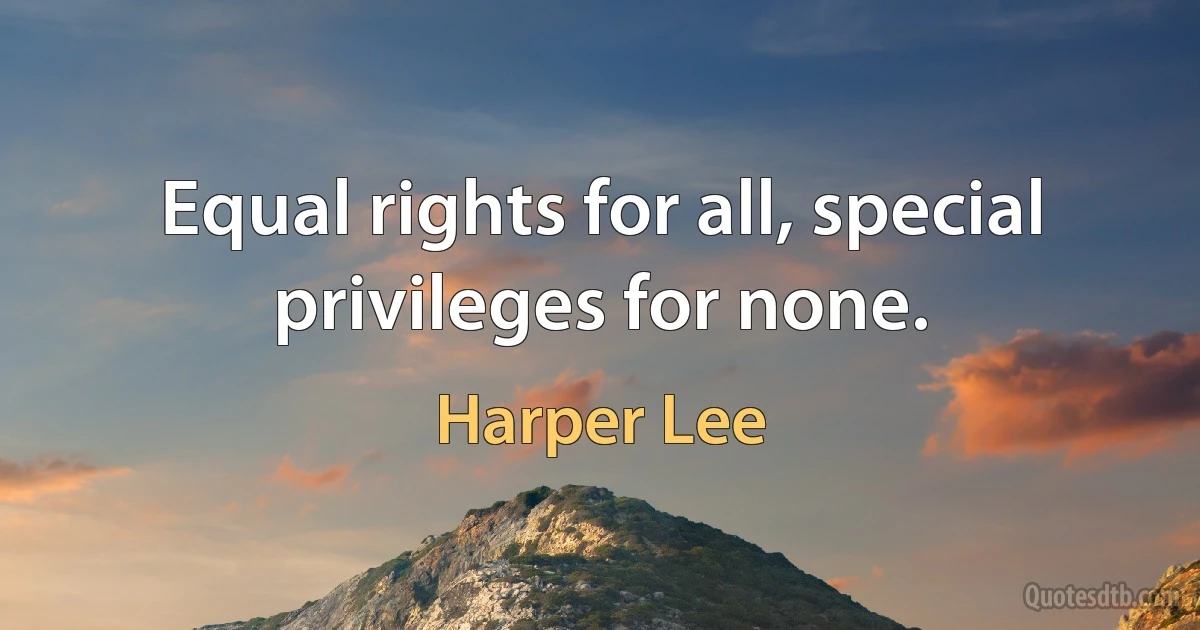 Equal rights for all, special privileges for none. (Harper Lee)