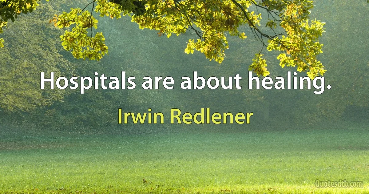 Hospitals are about healing. (Irwin Redlener)