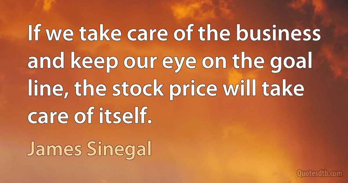 If we take care of the business and keep our eye on the goal line, the stock price will take care of itself. (James Sinegal)