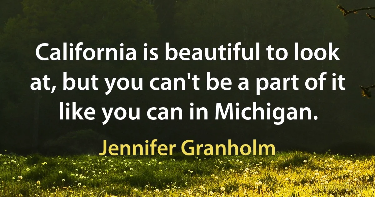 California is beautiful to look at, but you can't be a part of it like you can in Michigan. (Jennifer Granholm)