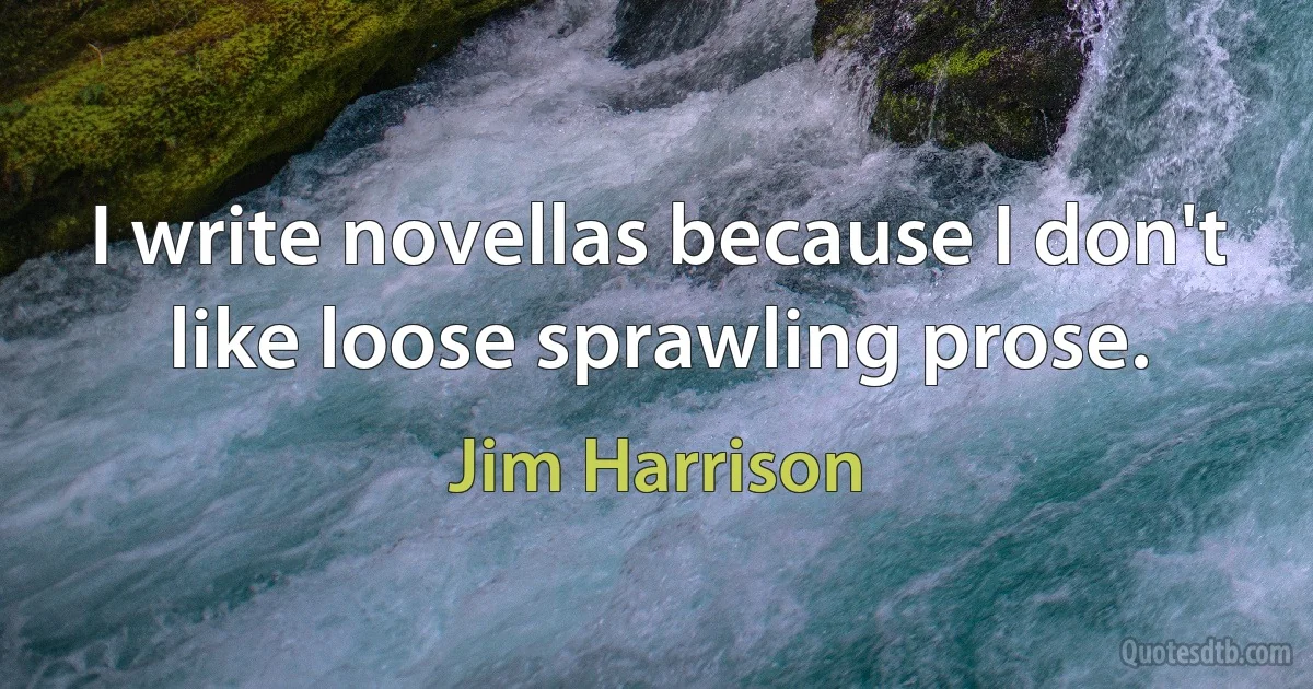 I write novellas because I don't like loose sprawling prose. (Jim Harrison)