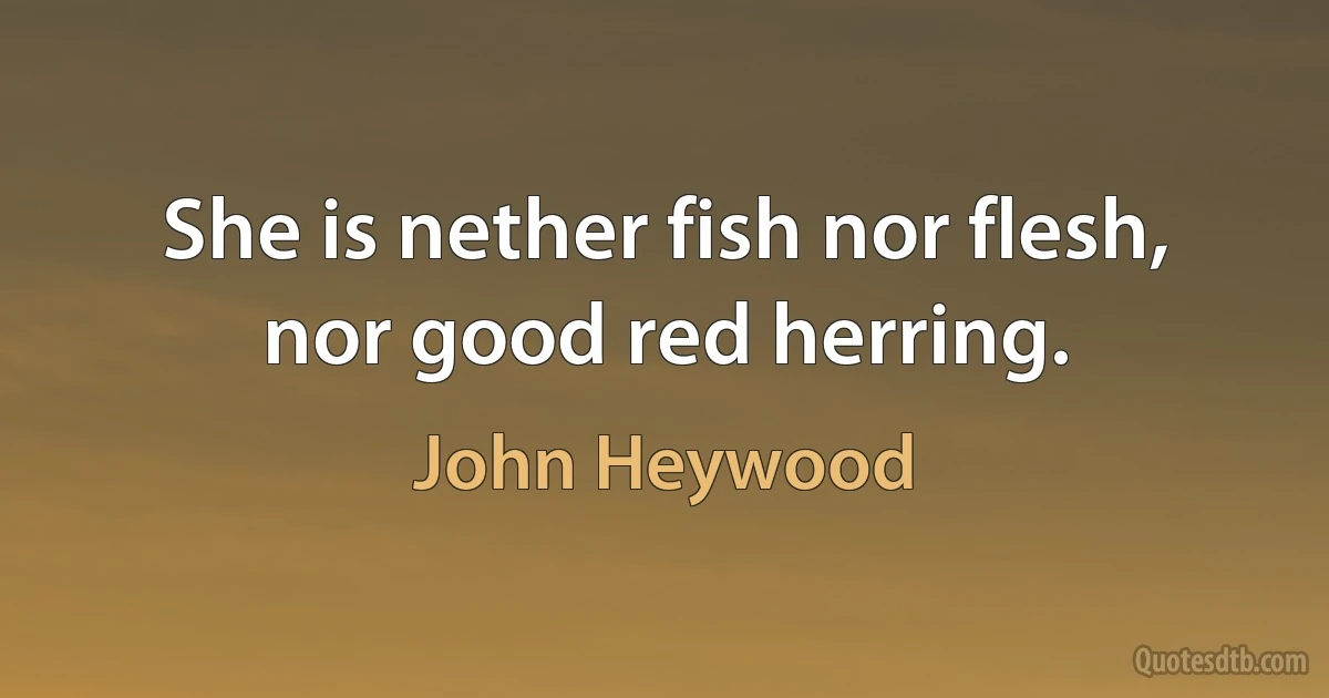 She is nether fish nor flesh, nor good red herring. (John Heywood)