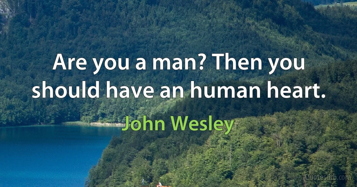 Are you a man? Then you should have an human heart. (John Wesley)