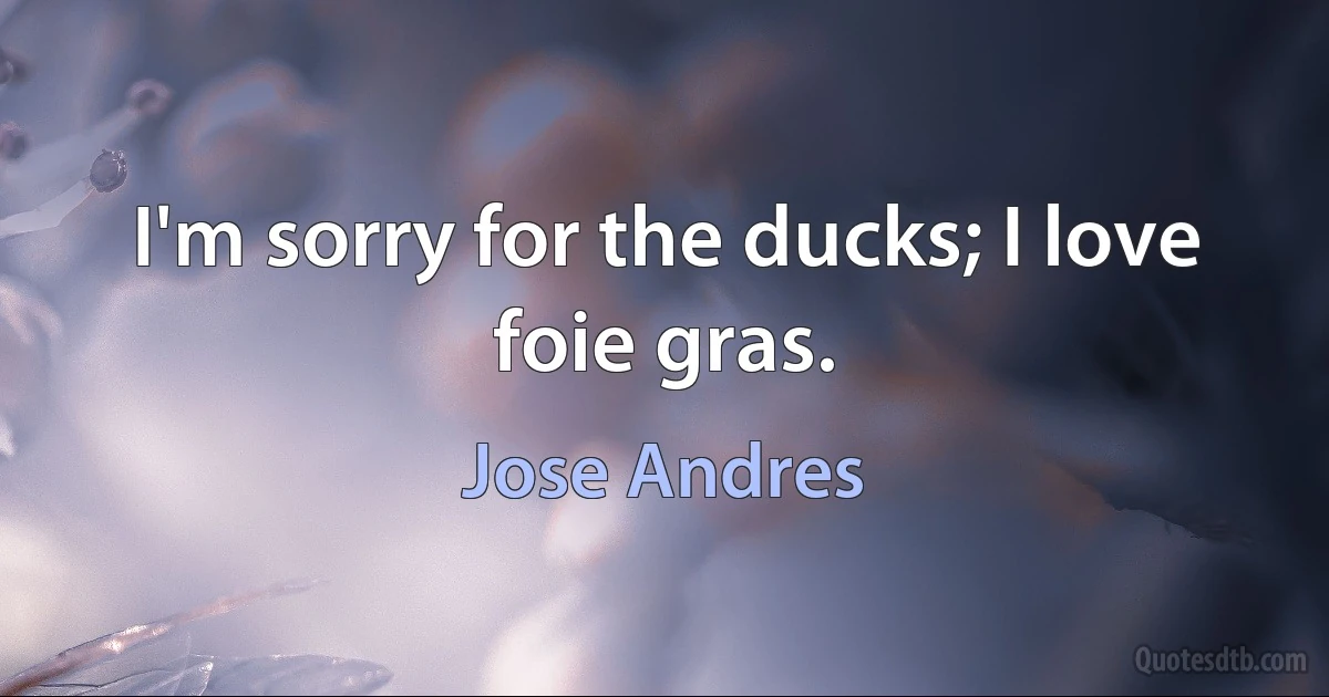 I'm sorry for the ducks; I love foie gras. (Jose Andres)