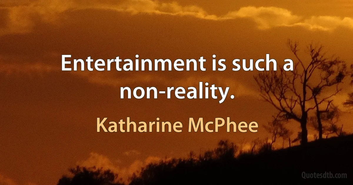 Entertainment is such a non-reality. (Katharine McPhee)