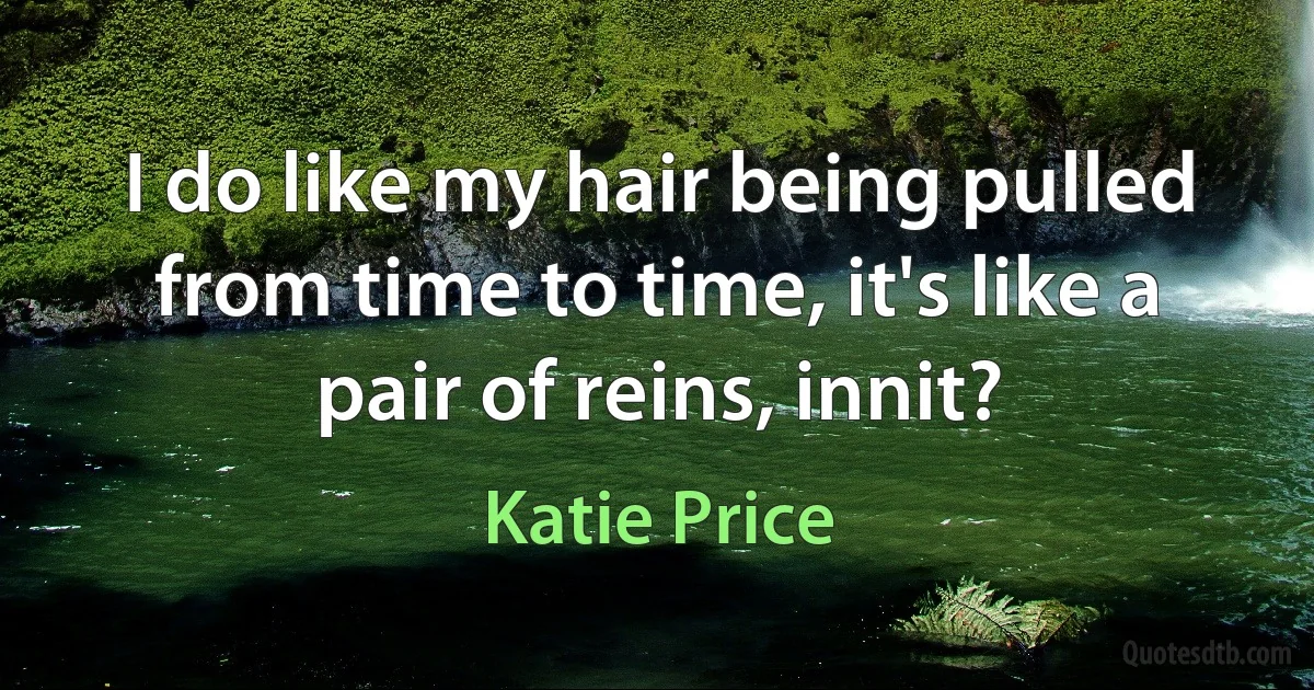 I do like my hair being pulled from time to time, it's like a pair of reins, innit? (Katie Price)