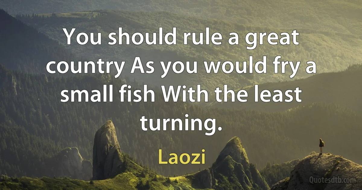 You should rule a great country As you would fry a small fish With the least turning. (Laozi)