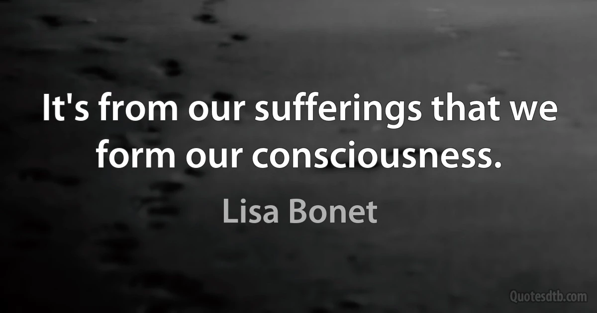 It's from our sufferings that we form our consciousness. (Lisa Bonet)