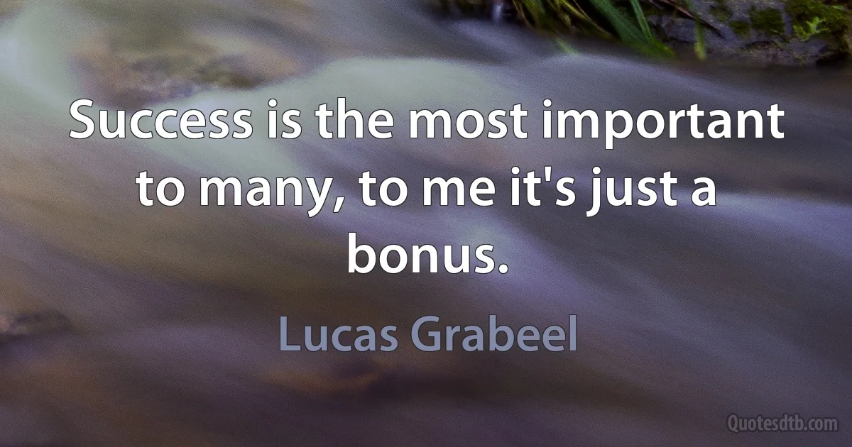 Success is the most important to many, to me it's just a bonus. (Lucas Grabeel)