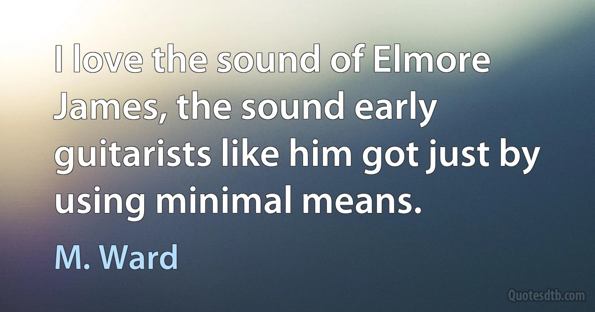 I love the sound of Elmore James, the sound early guitarists like him got just by using minimal means. (M. Ward)