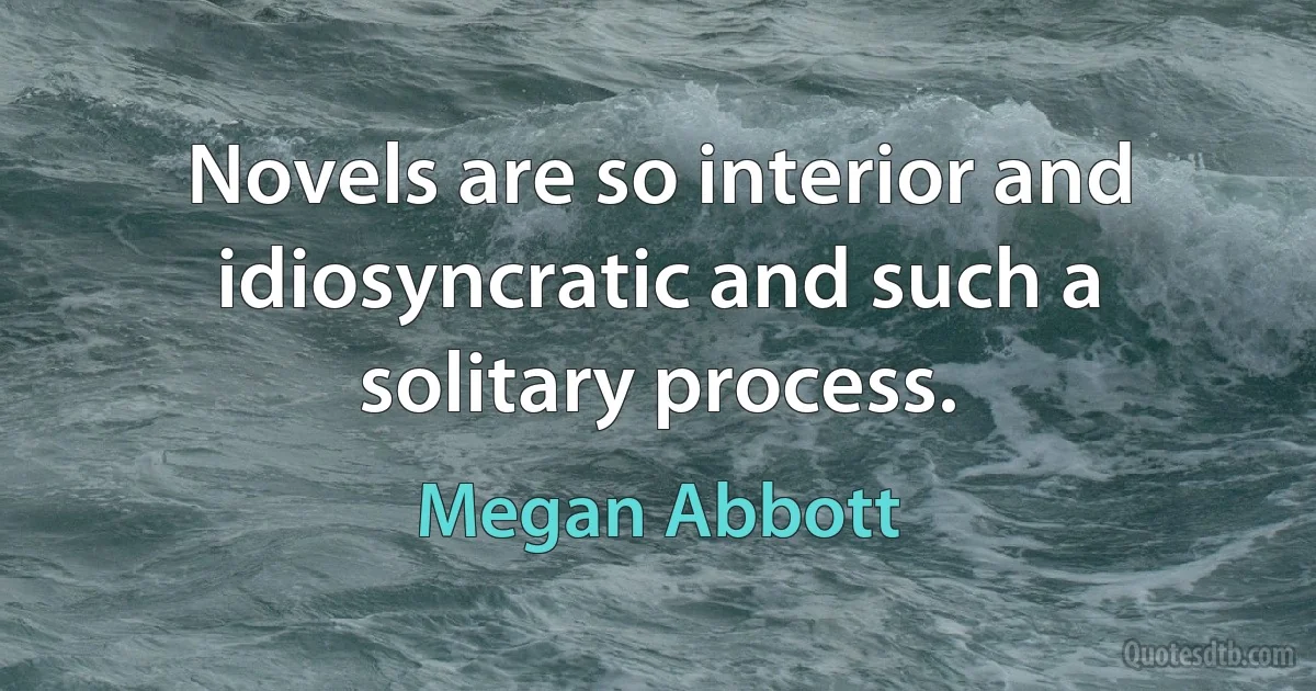 Novels are so interior and idiosyncratic and such a solitary process. (Megan Abbott)