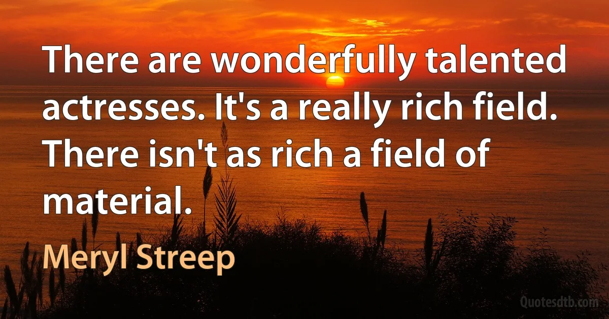 There are wonderfully talented actresses. It's a really rich field. There isn't as rich a field of material. (Meryl Streep)