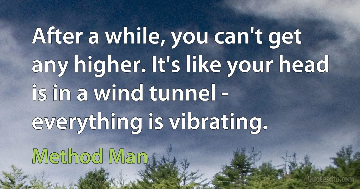 After a while, you can't get any higher. It's like your head is in a wind tunnel - everything is vibrating. (Method Man)