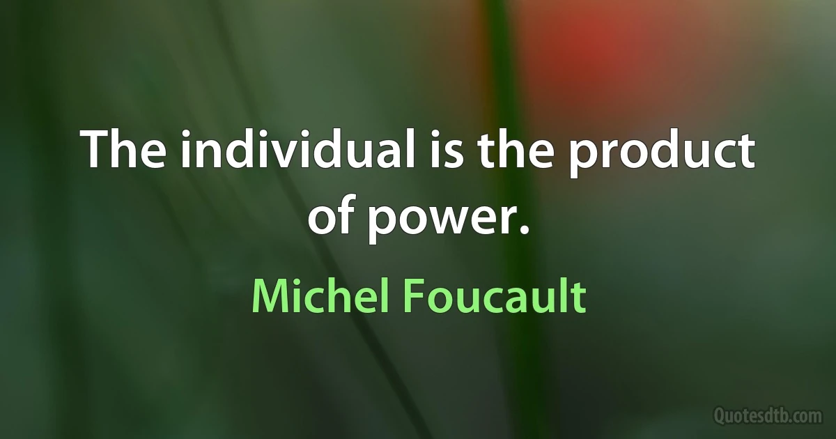 The individual is the product of power. (Michel Foucault)