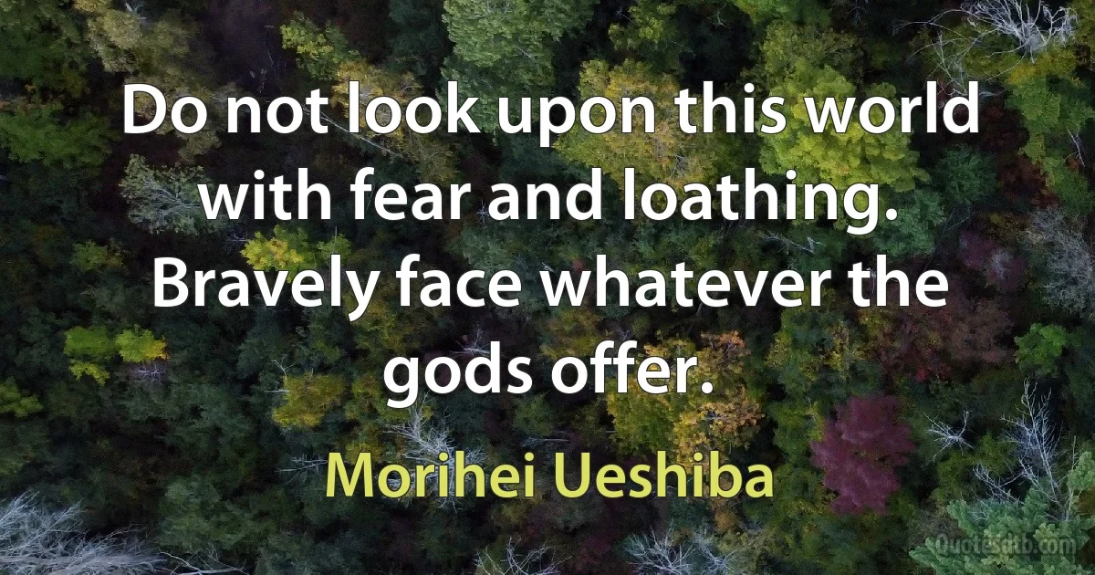 Do not look upon this world with fear and loathing. Bravely face whatever the gods offer. (Morihei Ueshiba)