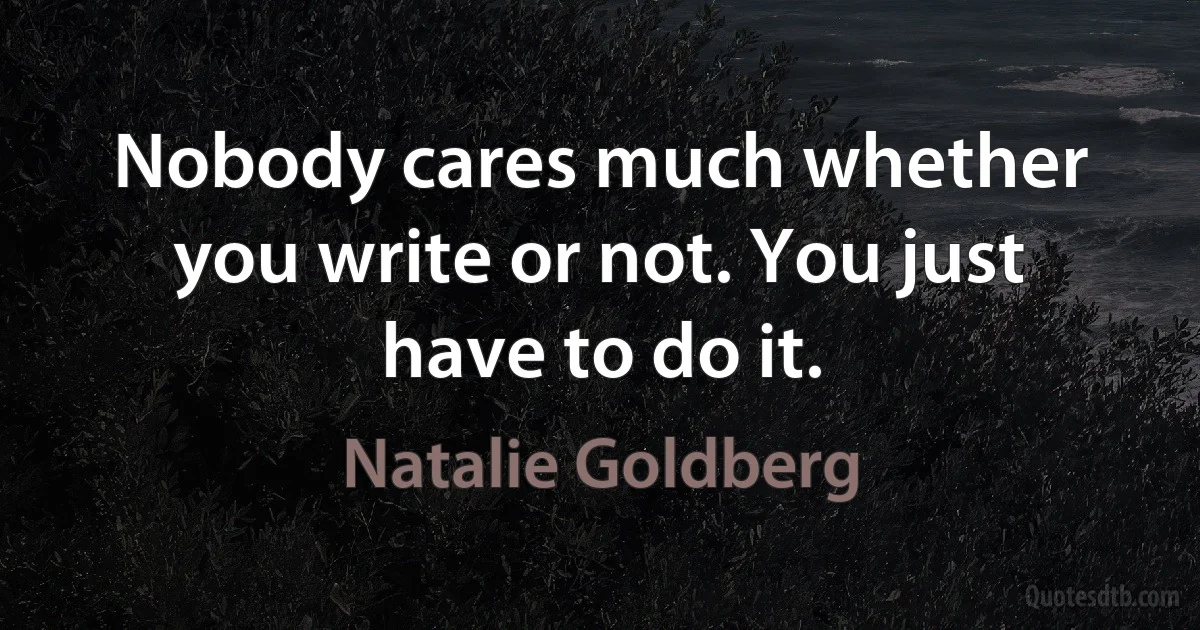 Nobody cares much whether you write or not. You just have to do it. (Natalie Goldberg)