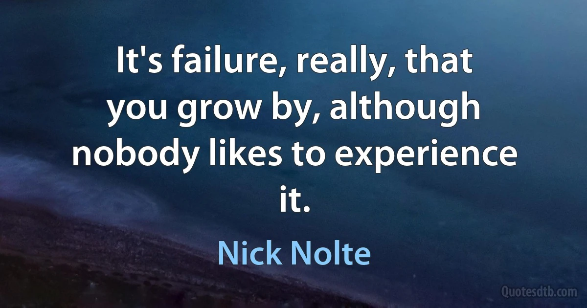 It's failure, really, that you grow by, although nobody likes to experience it. (Nick Nolte)