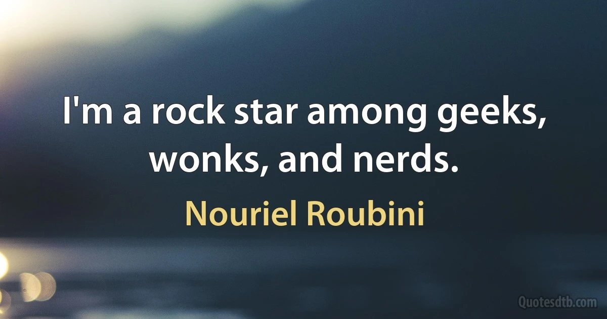 I'm a rock star among geeks, wonks, and nerds. (Nouriel Roubini)