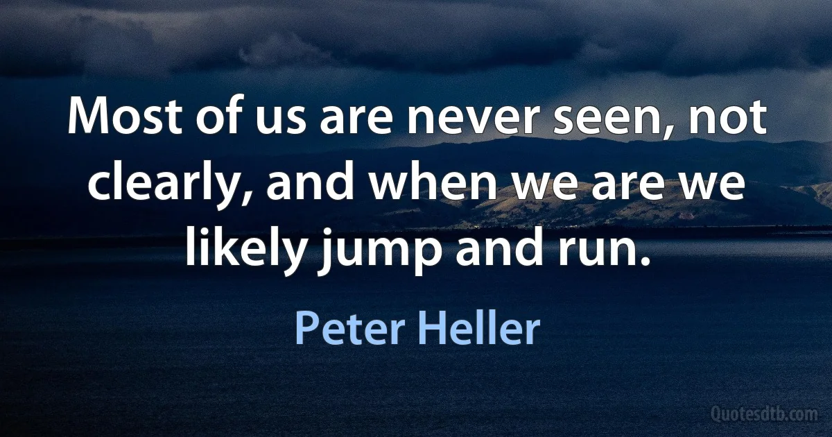 Most of us are never seen, not clearly, and when we are we likely jump and run. (Peter Heller)