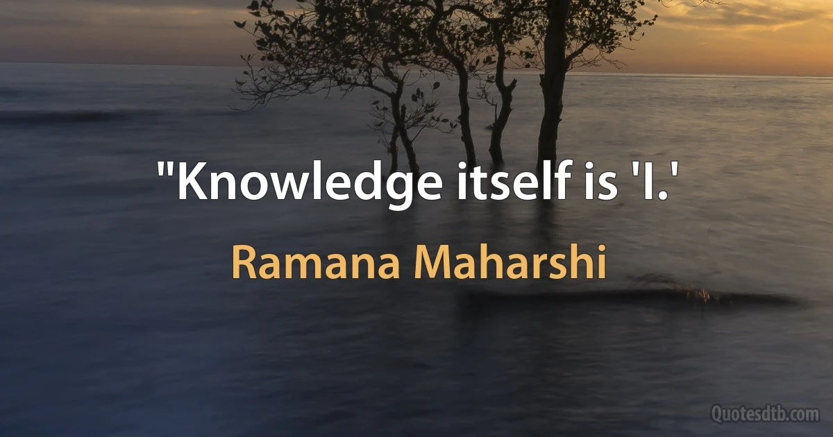 "Knowledge itself is 'I.' (Ramana Maharshi)