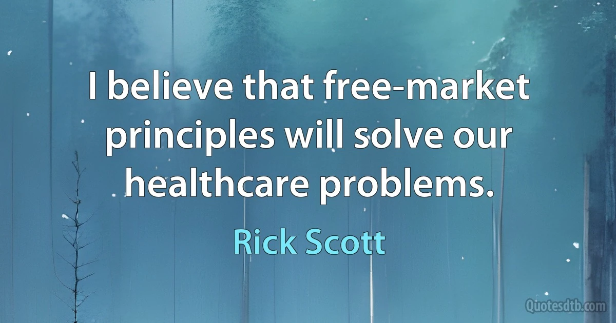 I believe that free-market principles will solve our healthcare problems. (Rick Scott)