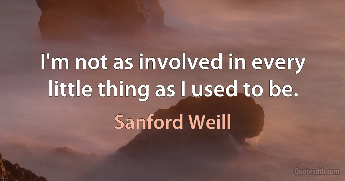 I'm not as involved in every little thing as I used to be. (Sanford Weill)