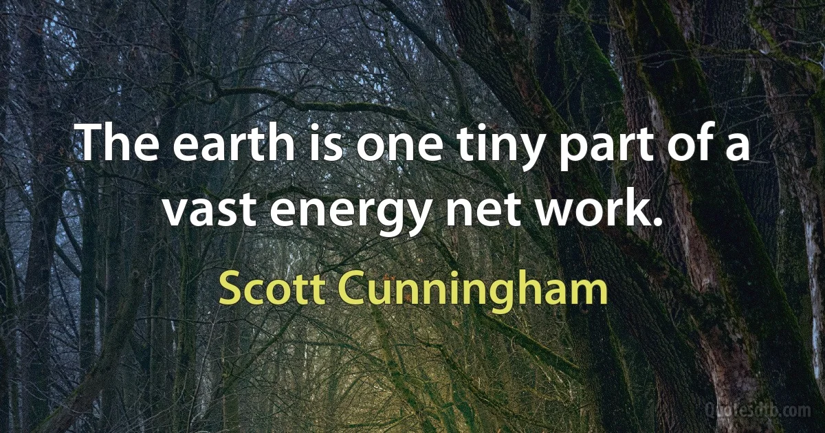 The earth is one tiny part of a vast energy net work. (Scott Cunningham)