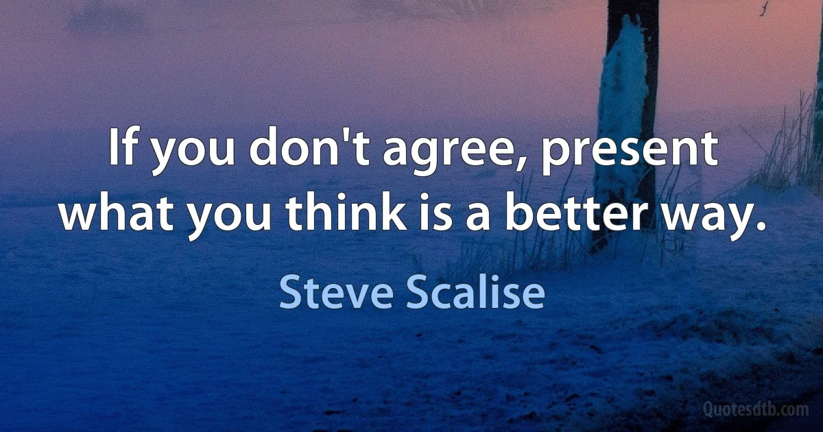 If you don't agree, present what you think is a better way. (Steve Scalise)