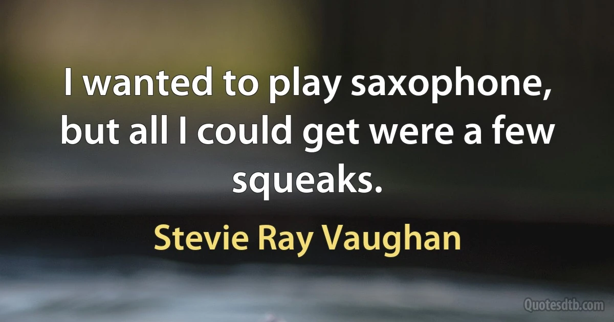 I wanted to play saxophone, but all I could get were a few squeaks. (Stevie Ray Vaughan)