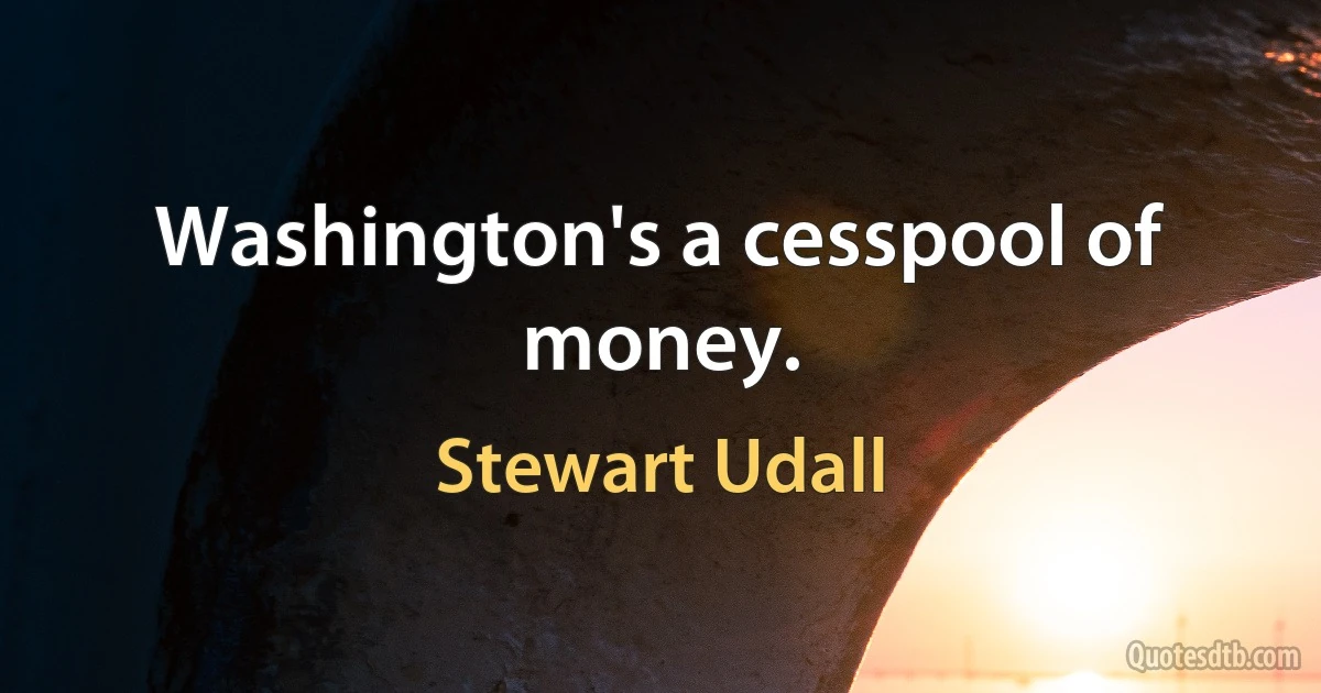 Washington's a cesspool of money. (Stewart Udall)