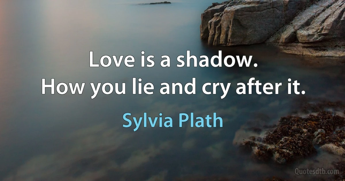 Love is a shadow.
How you lie and cry after it. (Sylvia Plath)