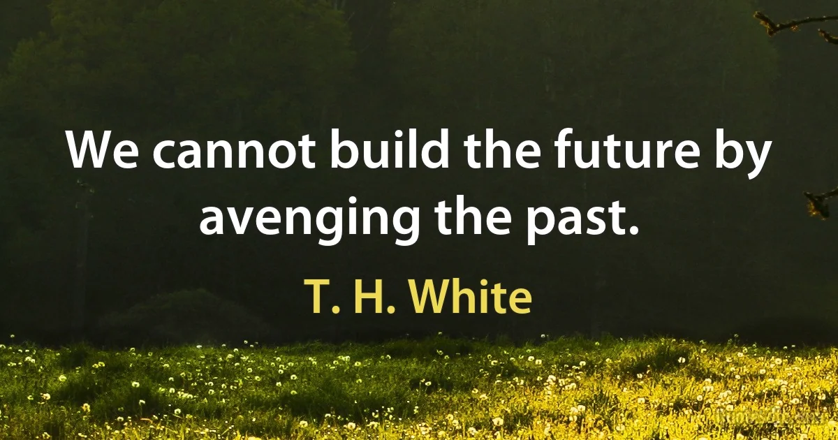 We cannot build the future by avenging the past. (T. H. White)