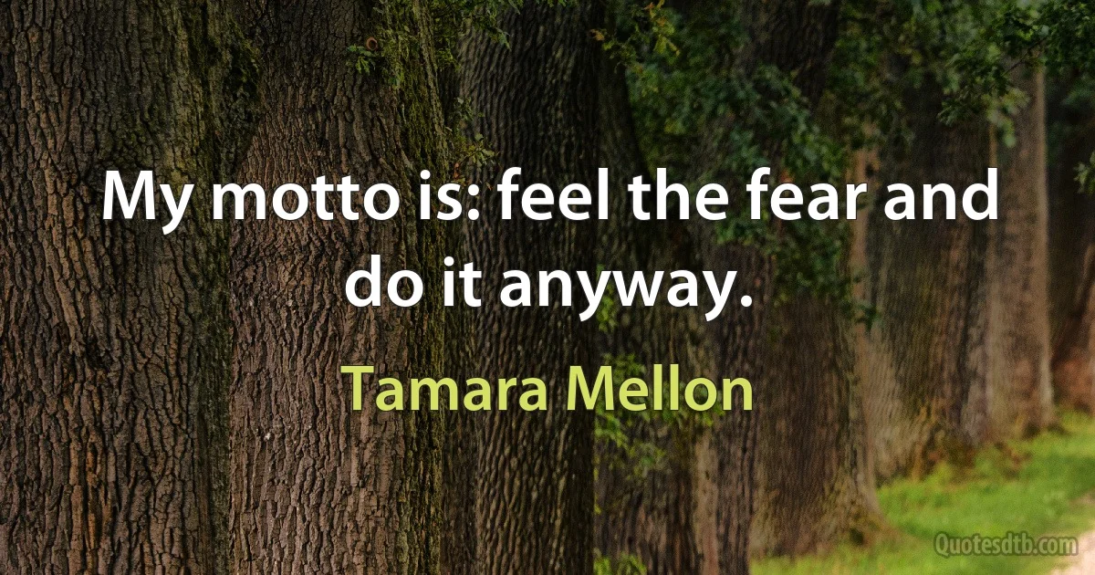 My motto is: feel the fear and do it anyway. (Tamara Mellon)