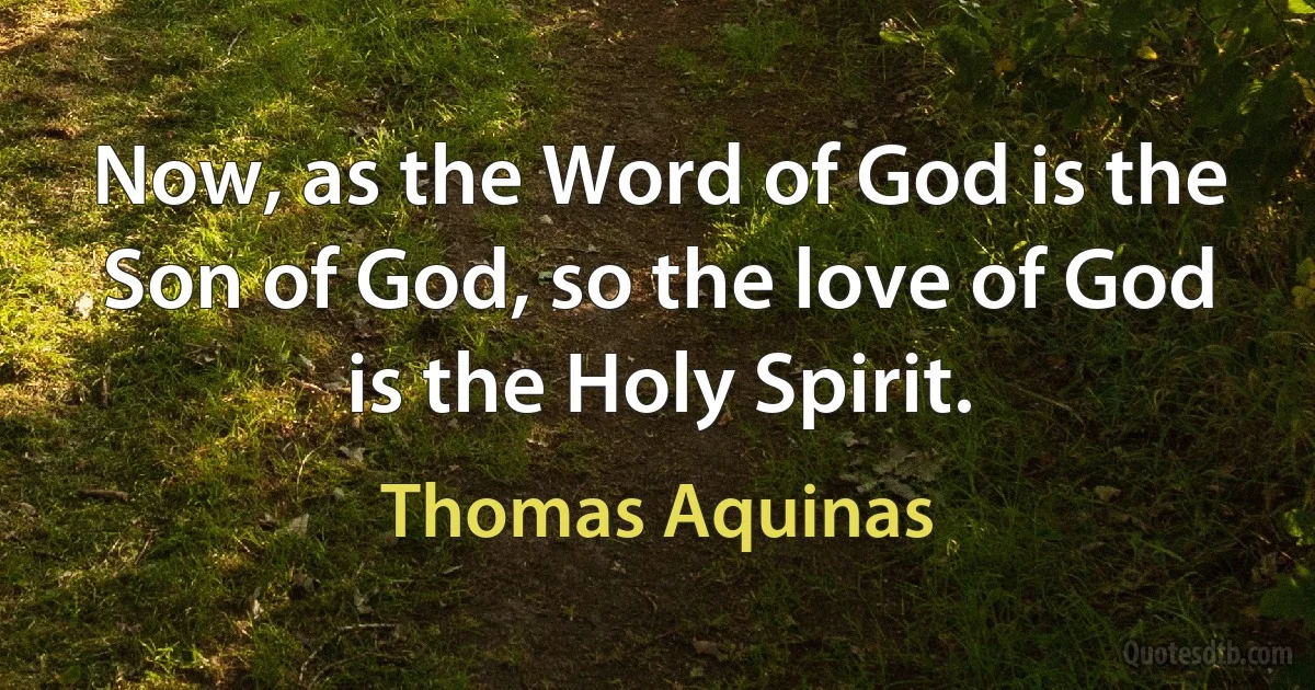 Now, as the Word of God is the Son of God, so the love of God is the Holy Spirit. (Thomas Aquinas)