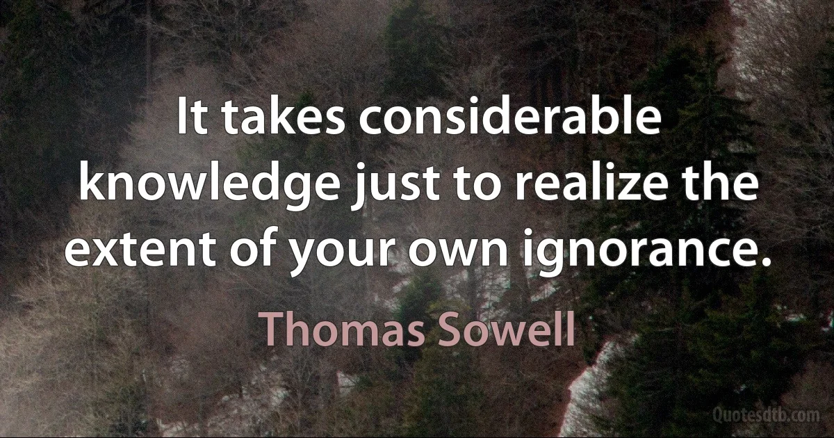 It takes considerable knowledge just to realize the extent of your own ignorance. (Thomas Sowell)