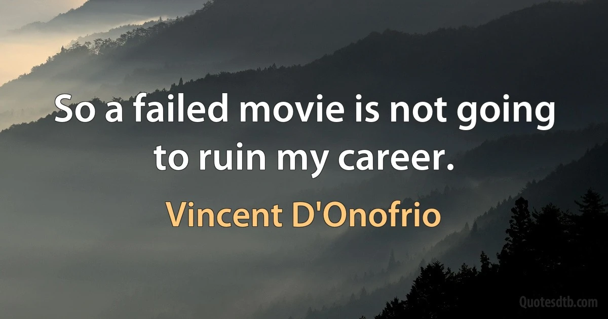 So a failed movie is not going to ruin my career. (Vincent D'Onofrio)