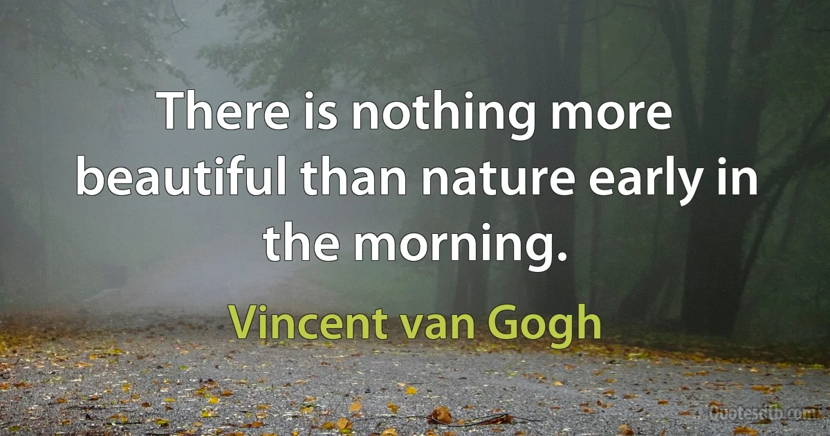 There is nothing more beautiful than nature early in the morning. (Vincent van Gogh)