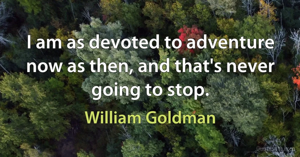 I am as devoted to adventure now as then, and that's never going to stop. (William Goldman)