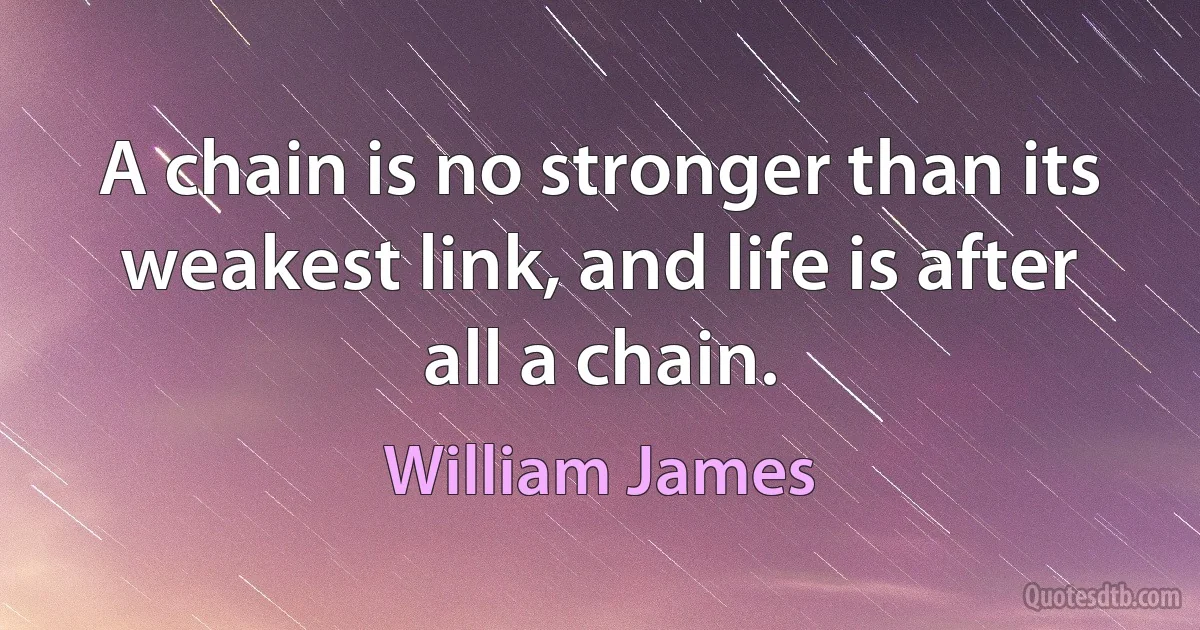 A chain is no stronger than its weakest link, and life is after all a chain. (William James)