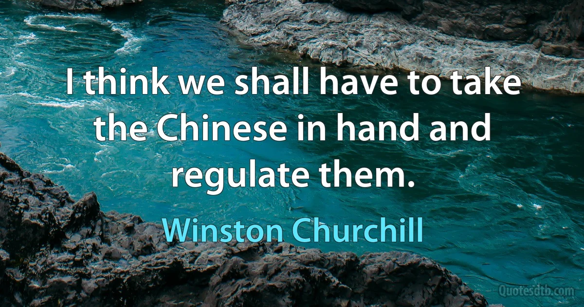 I think we shall have to take the Chinese in hand and regulate them. (Winston Churchill)