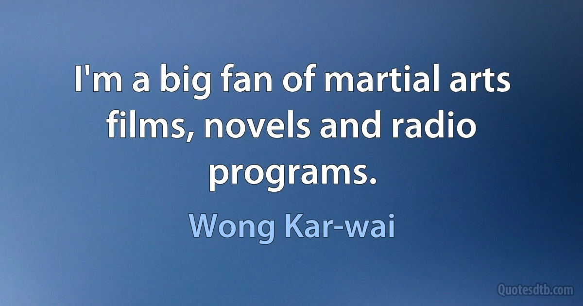 I'm a big fan of martial arts films, novels and radio programs. (Wong Kar-wai)