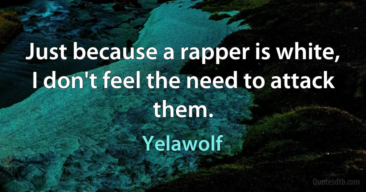 Just because a rapper is white, I don't feel the need to attack them. (Yelawolf)