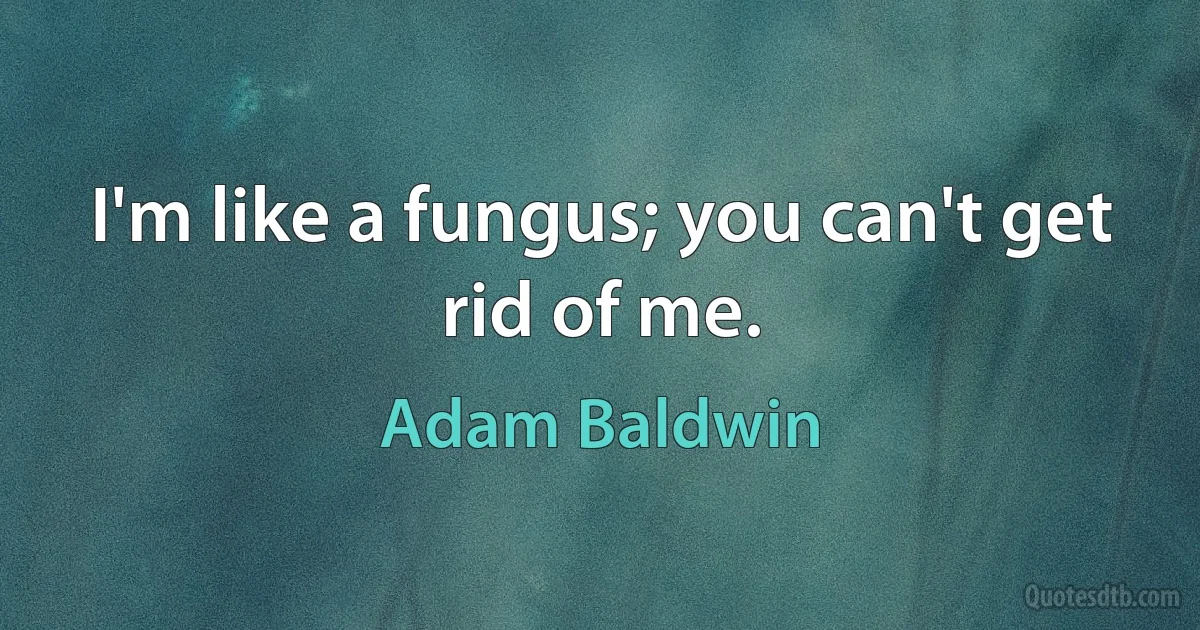 I'm like a fungus; you can't get rid of me. (Adam Baldwin)