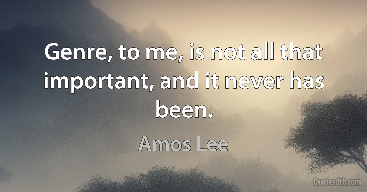 Genre, to me, is not all that important, and it never has been. (Amos Lee)