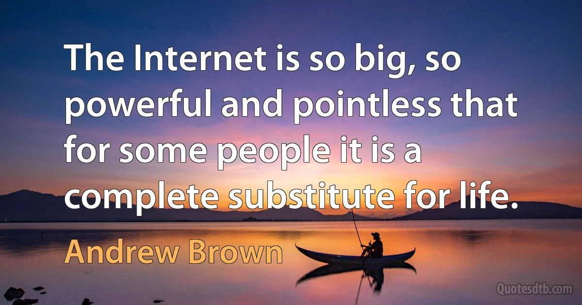 The Internet is so big, so powerful and pointless that for some people it is a complete substitute for life. (Andrew Brown)