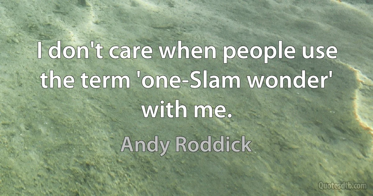 I don't care when people use the term 'one-Slam wonder' with me. (Andy Roddick)