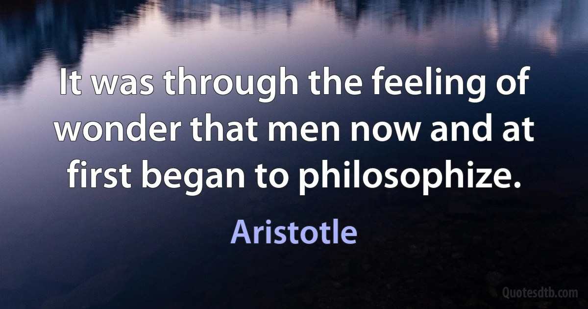 It was through the feeling of wonder that men now and at first began to philosophize. (Aristotle)