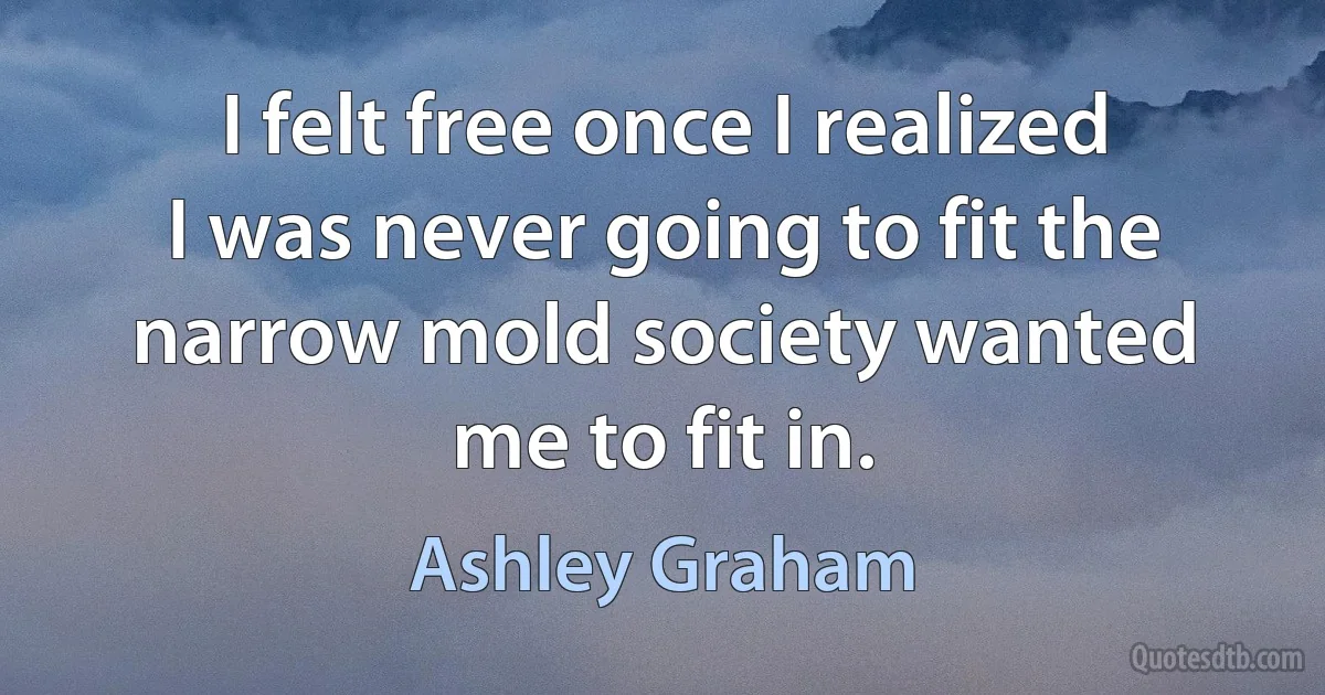 I felt free once I realized I was never going to fit the narrow mold society wanted me to fit in. (Ashley Graham)